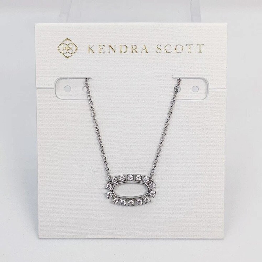 Kendra Scott Elisa Open Frame Crystal Pendant Necklace In Silver